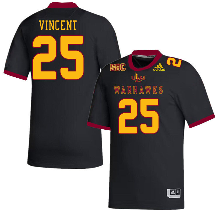 #25 Bret Vincent Louisiana-Monroe Warhawks College Football Jerseys Stitched-Black